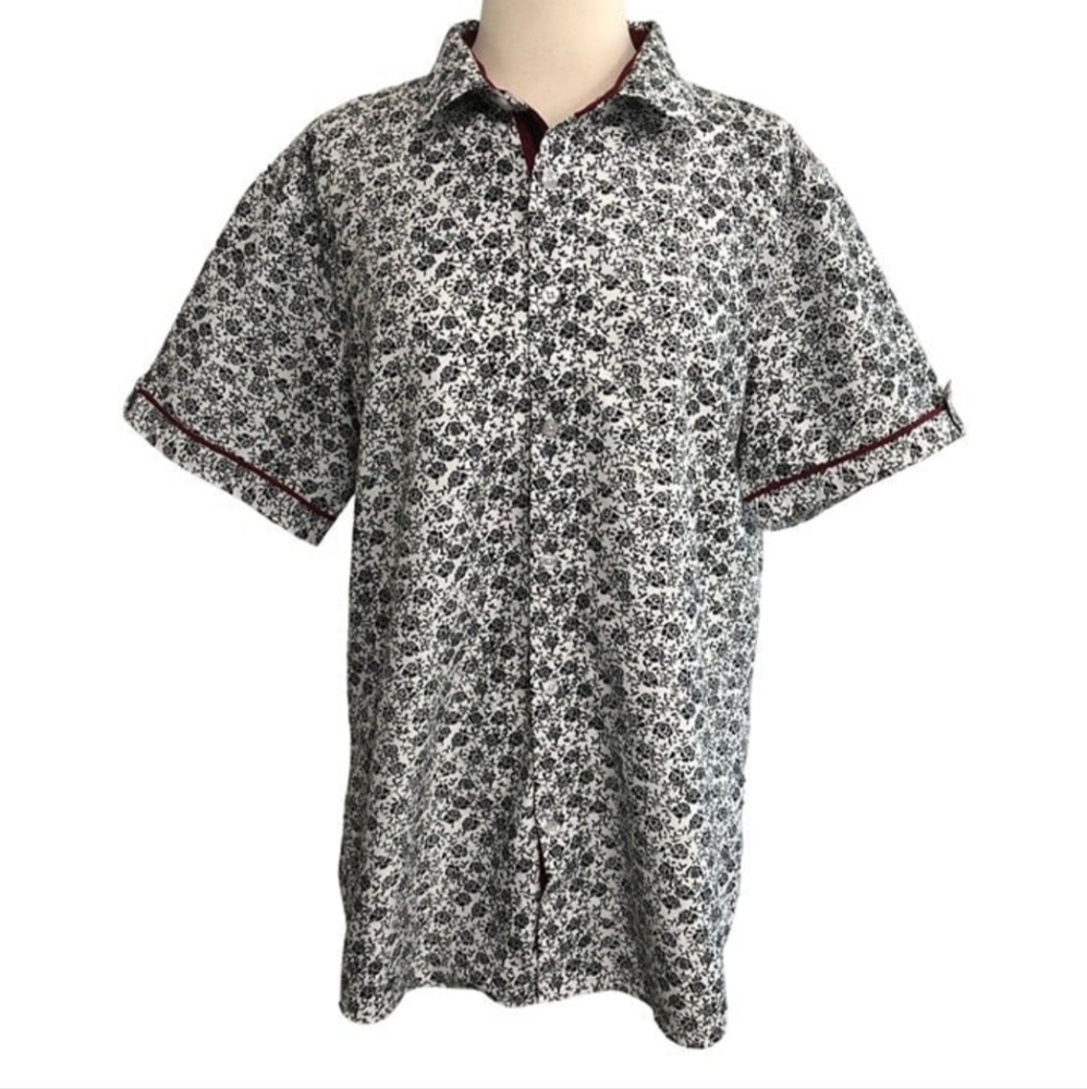 Moderno Mens Italian Button-up Dress Shirt Size Large